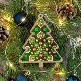 Bead Embroidery Kit on Green Tree, LK-396 ( beads , thread, needle, plywood base included)