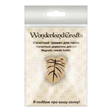 Needle holder magnetic plywood, leafs design, 2 sides, 3.5*4 cm, MH-063 ( 1 Item)
