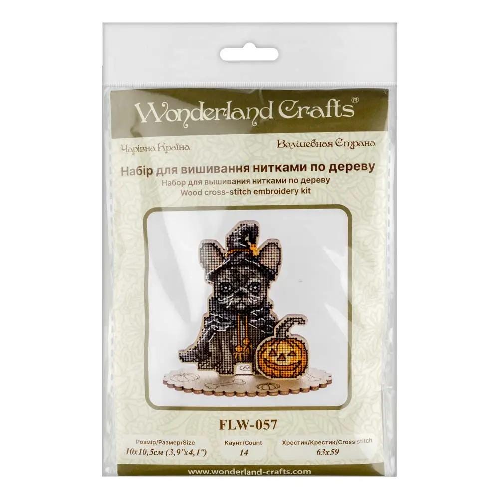 Halloween Cross Stitch Kit: French Bulldog with Pumpkin, 3D Ornament