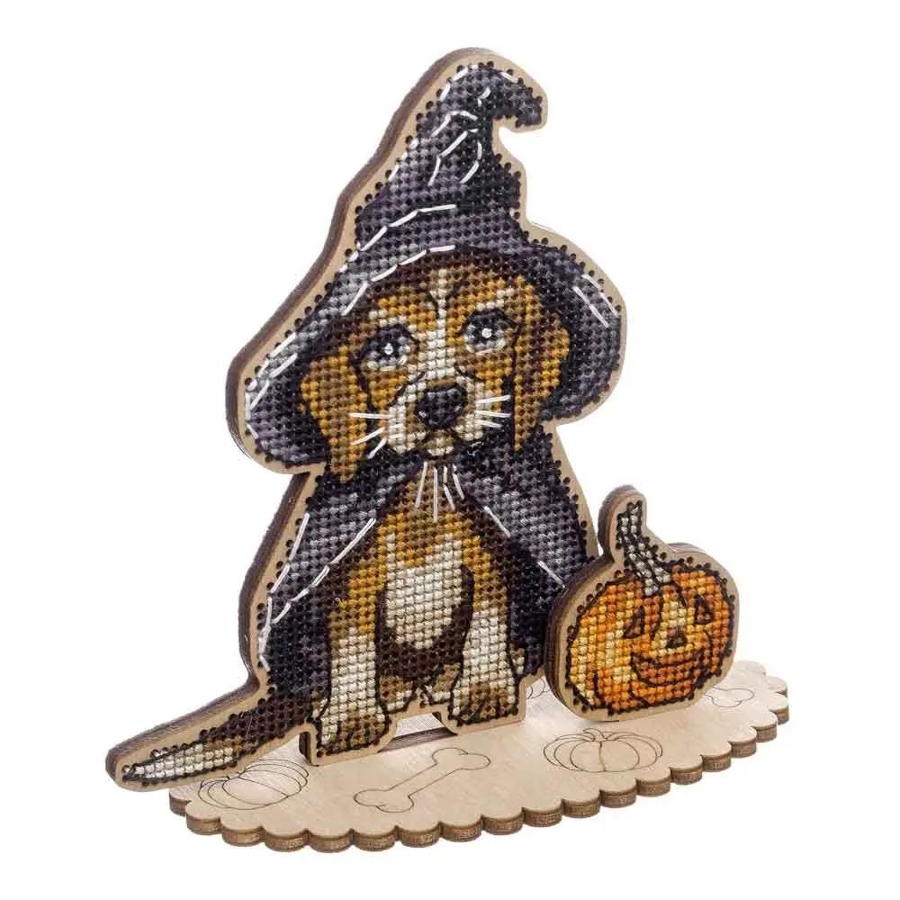 Halloween Cross Stitch Kit: Beagle Puppy Witch 3D Ornament
