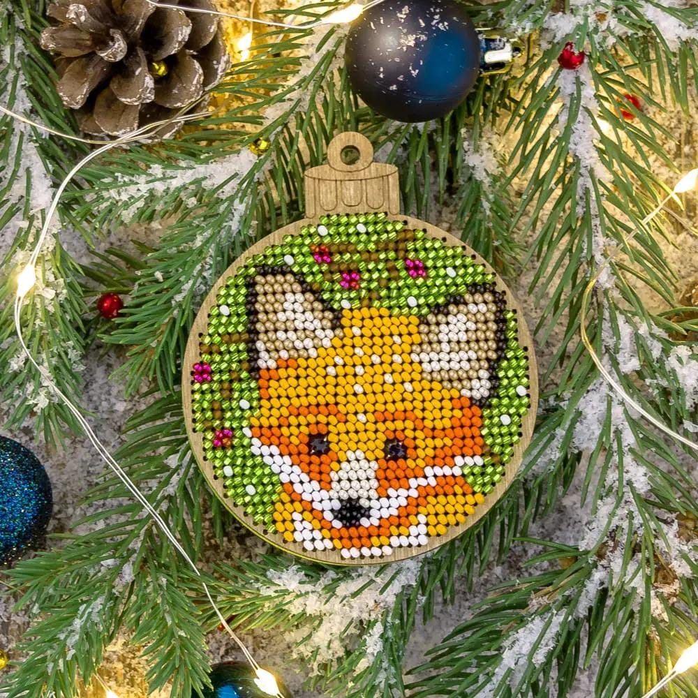 Bead Embroidery Kit on Wood, Fox, LK-308 ( beads , thread, needle, plywood base included)