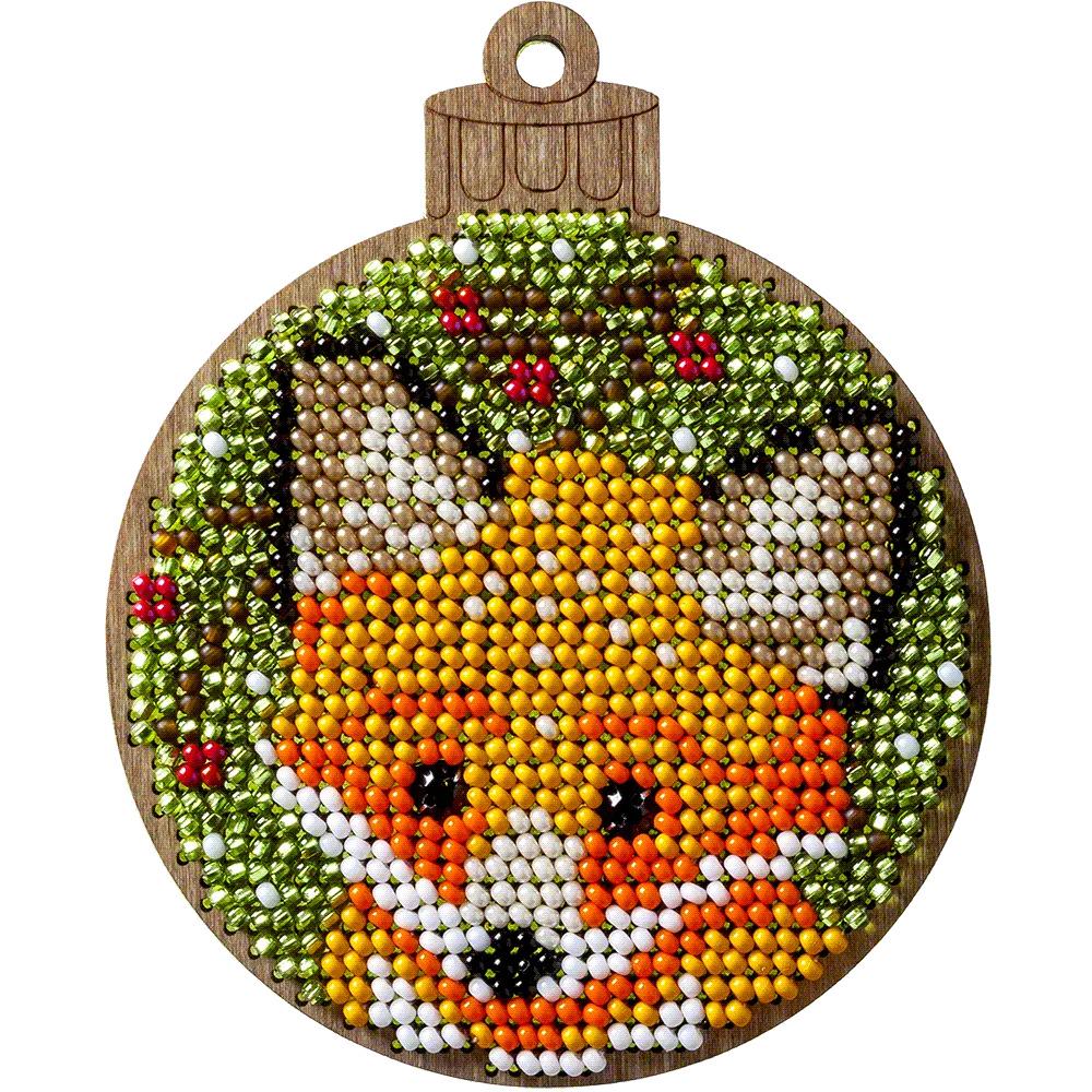 Bead Embroidery Kit on Wood, Fox, LK-308 ( beads , thread, needle, plywood base included)