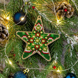 Bead Embroidery Kit on Green Star, LK-397 ( beads , thread, needle, plywood base included)