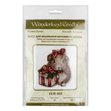 Christmas Guinea Pig Cross Stitch Kit on wood: Holiday Ornament DIY Craft LW-055