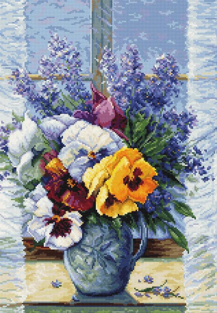 Counted Cross Stitch Kit Luca-S - Bouquet with Pansies, B7030