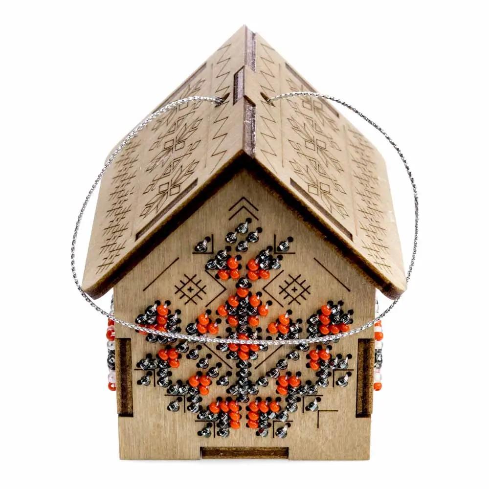 Bead Embroidery Kit on Wood: Red House DIY Craft (LK-559)