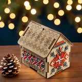 Bead Embroidery Kit on Wood: Red House DIY Craft (LK-559)