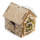 Bead Embroidery Kit: Santa Gold House on Wood, DIY Craft (LK-560)