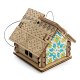 Bead Embroidery 3D Kit: Blue Ornament House on Wood, DIY Craft