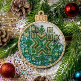 Green Ornament Bead Embroidery Kit: DIY Tree Decoration (3.5"x4.1")