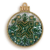 Green Ornament Bead Embroidery Kit: DIY Tree Decoration (3.5"x4.1")