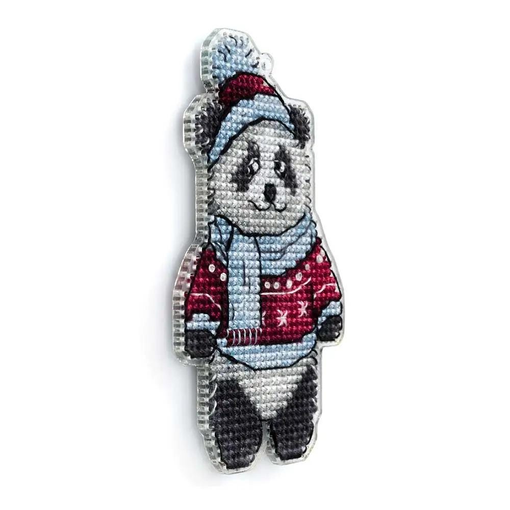 Panda Cross Stitch Kit: Winter Ornament DIY (3.5" x 2.2")