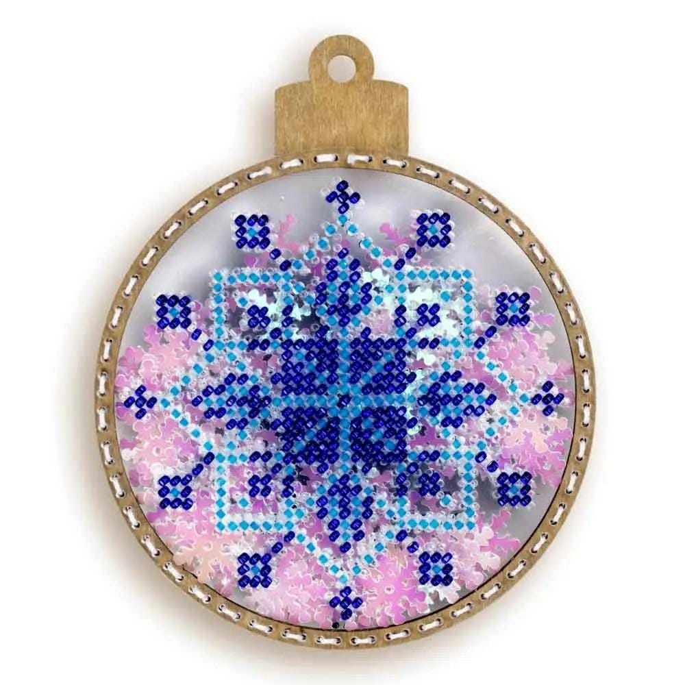 Bead Embroidery Kit, Blue Snowflake Ornament, DIY Craft