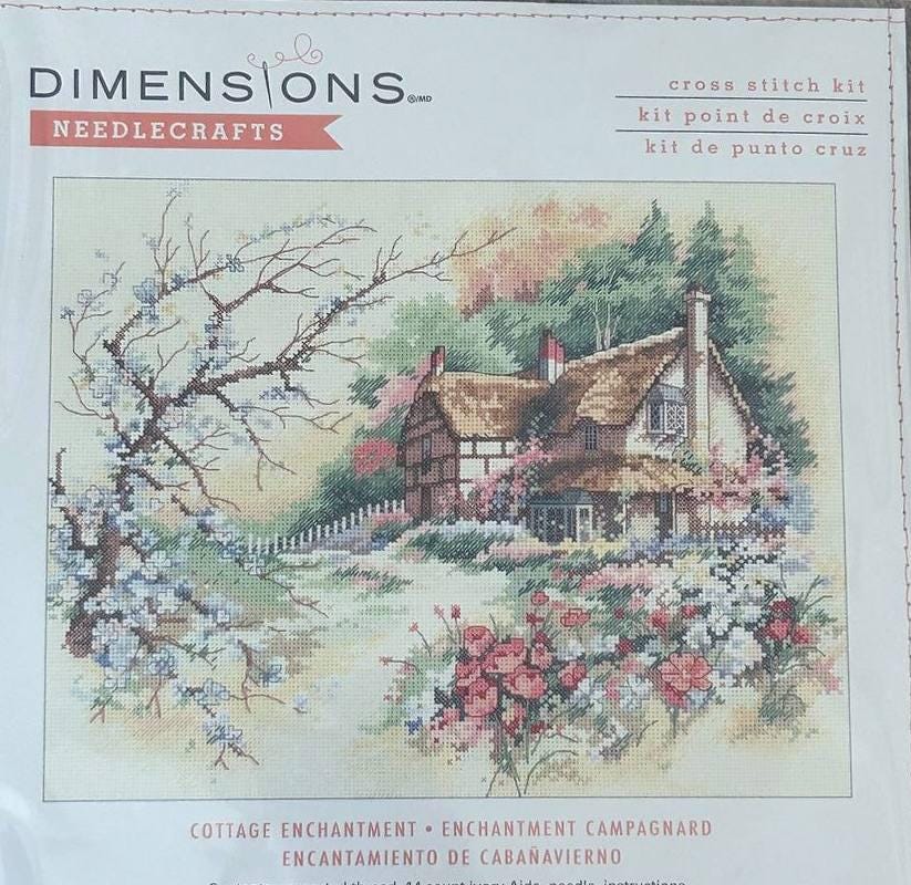 Dimensions Needlecrafts Cottage Enchantment 13687, Counted Cross Stitch Kit, 14 Count Ivory Aida