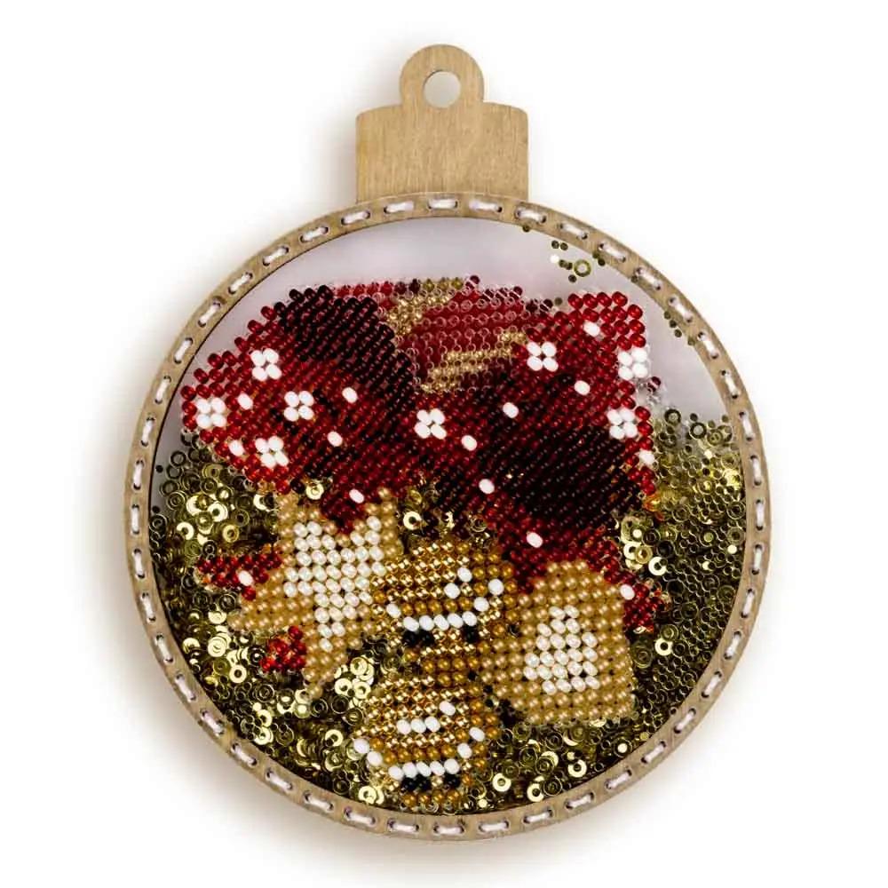 Decorative ornament for Christmas tree, Bead Embroidery Kit - Gold Santa, PL-061 Fast DIY Kit