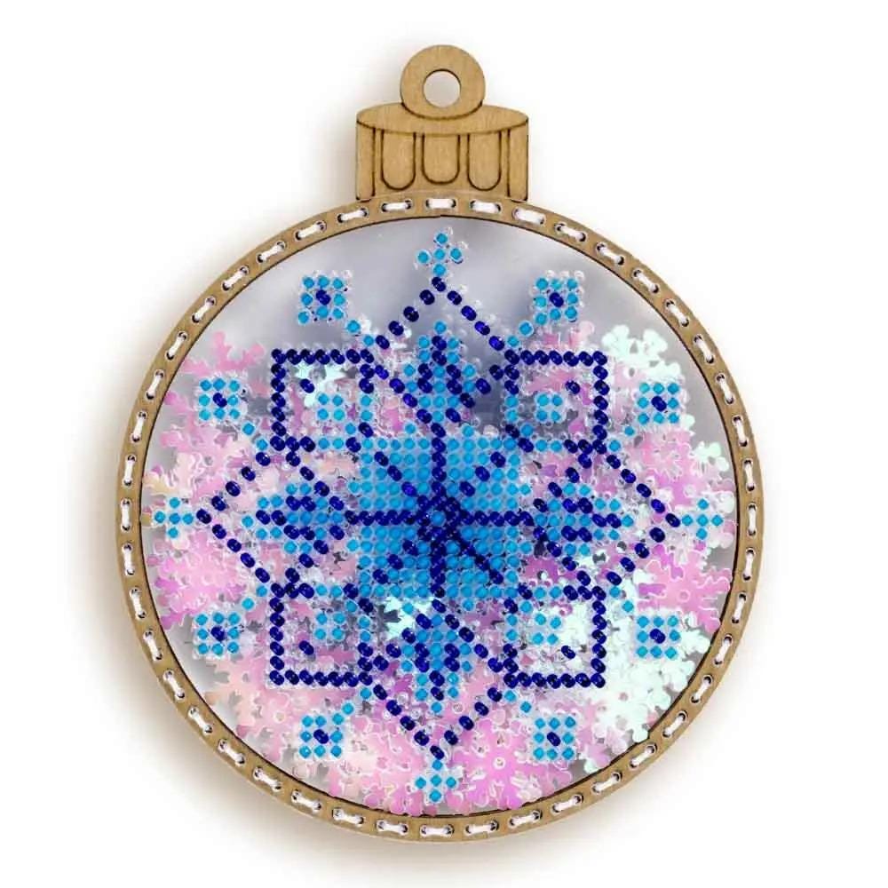 Bead Embroidery Kit, Blue Snowflake Ornament, DIY Craft