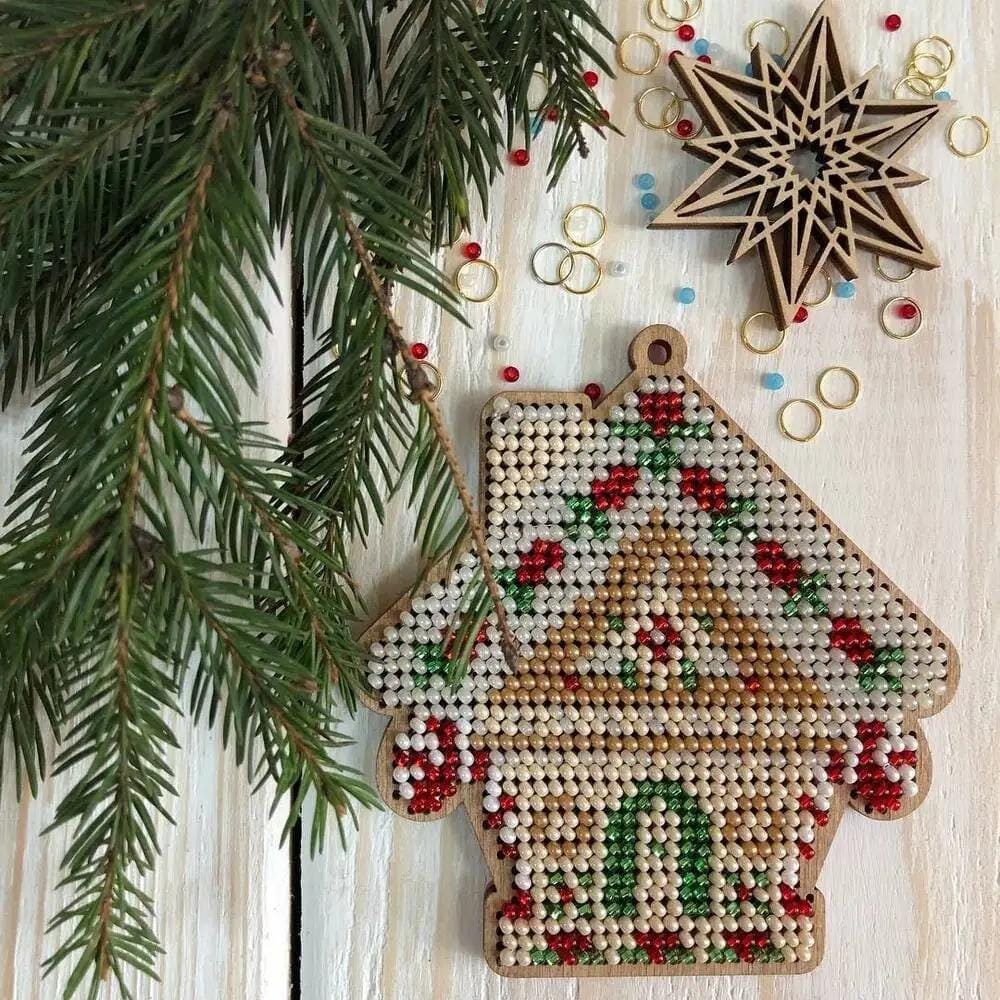 Bead Embroidery Kit – Cozy House Design – Holiday Stitch Craft