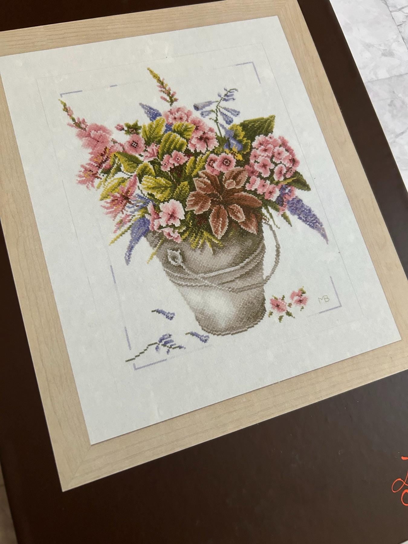 Counted Cross Stitch Kit Lanarte - Bouquet of flowers in bucket, PN-0158325, Belgium