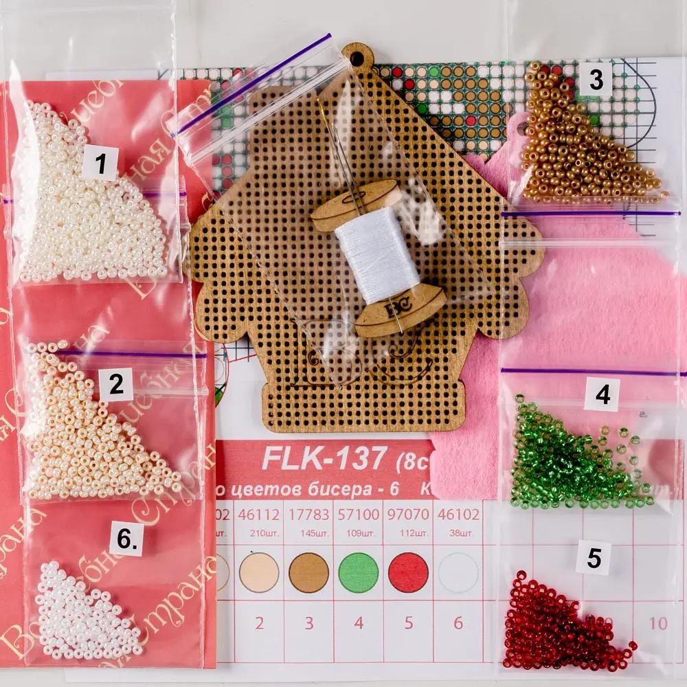 Bead Embroidery Kit – Cozy House Design – Holiday Stitch Craft