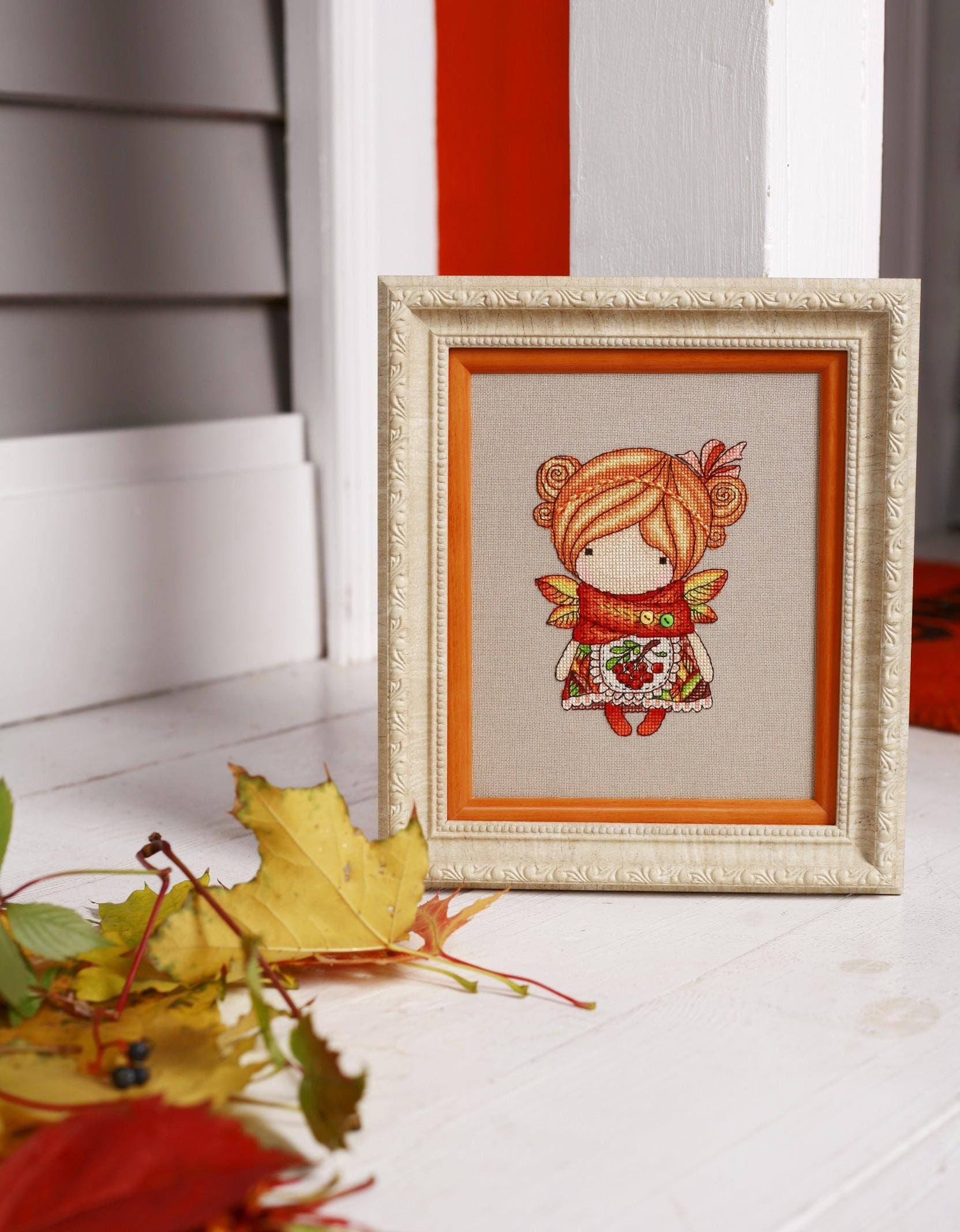 Cross Stitch Kit Girl Autumn, Iris Design, 05319A ( on Aida 16ct)