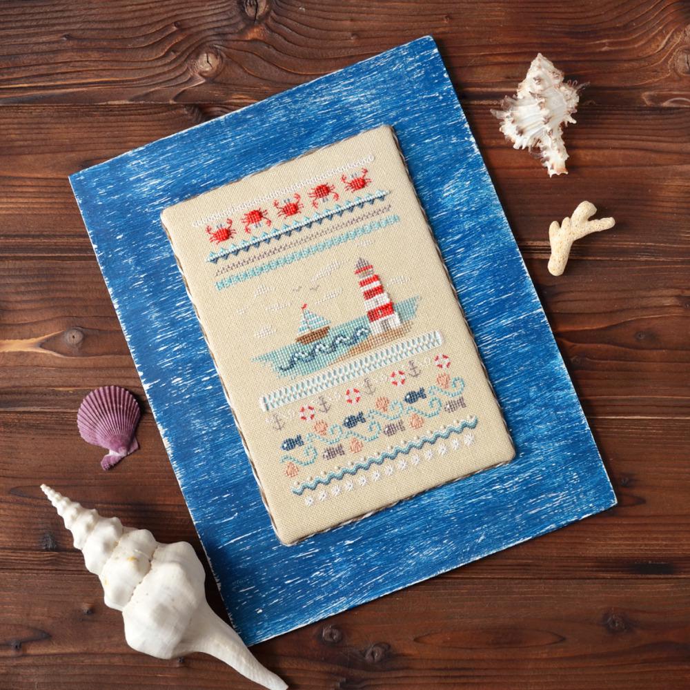 Sea Adventures Cross Stitch Kit: Nautical Sampler with Beads on Cashel Linen
