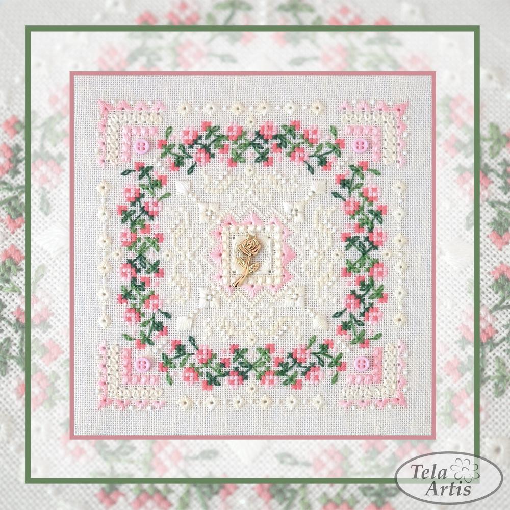 Rose Counted Cross Stitch Kit: Marshmallow series Hand-Dyed DMC, Evenweave Fabric