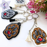 Embroidery kit Brown dog paw on white (1096), threads on flexible base