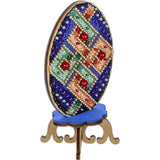 Easter Egg Cross Stitch Kit on Wood – Beaded Geometric Ornament – DIY Spring Embroidery Decor – LW-040