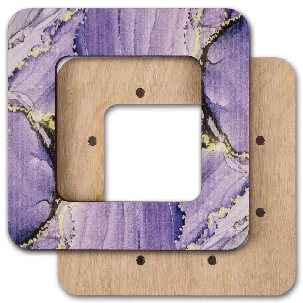 Small Embroidery Hoop with magnetic holders, plywood , Marbled Purple and Light Lilac, 2.4x2.4 IN