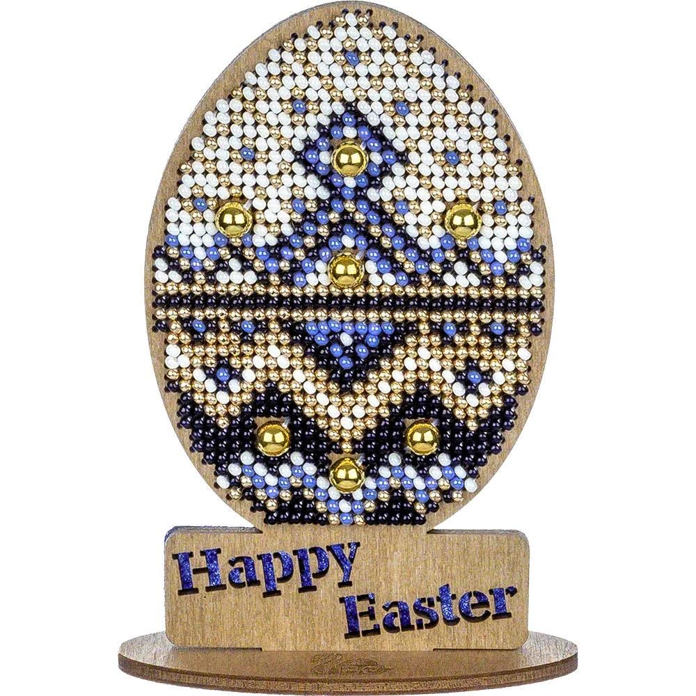 Bead Embroidery Kit Easter Decoration Happy Easter, LK-436. Fast DIY Kit ( beads , thread, needle, plywood base included)