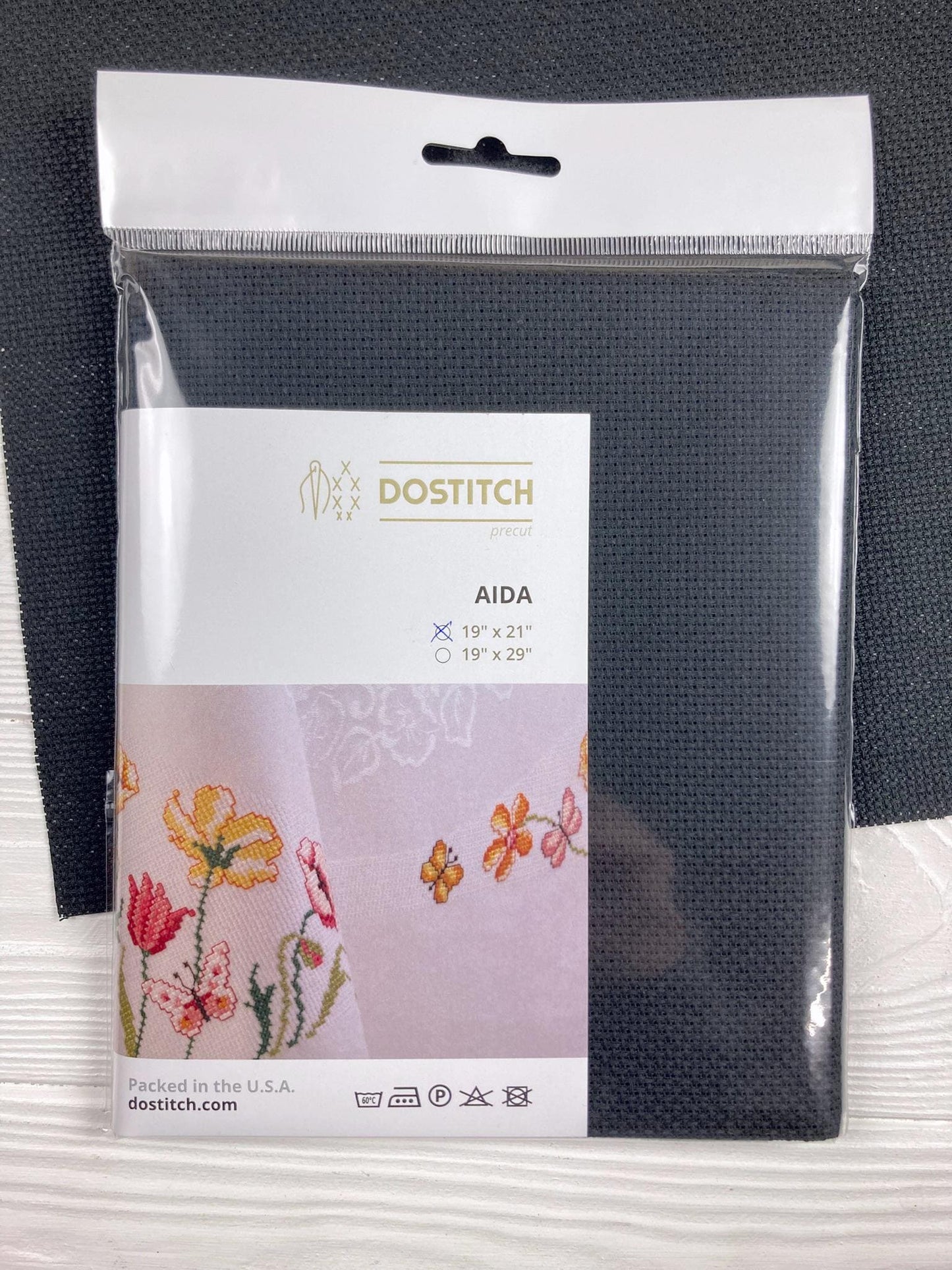 Cross stitch Aida 14ct Zweigart fabric precut, black color
