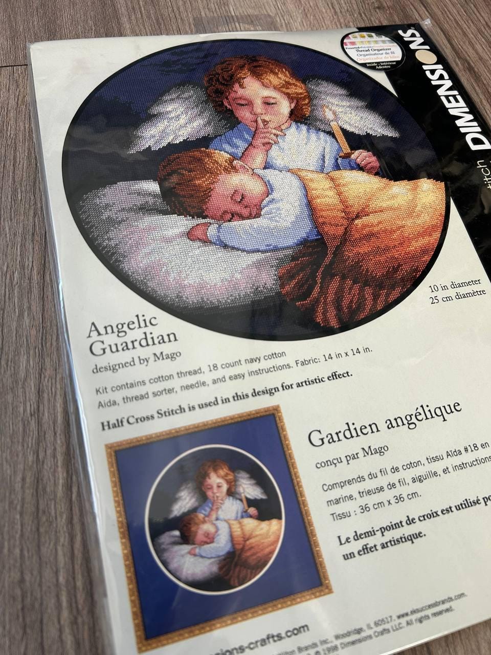 Dimensions Angelic Guardian 3873, Counted Cross Stitch Kit, 18 Count Navy Aida