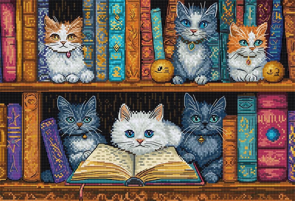 Counted Cross Stitch Kit, LETISTITCH Bookshelf L9917
