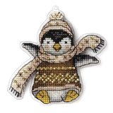 Beaded Penguin Cross Stitch Kit: DIY Christmas Ornament (3.5" x 3.5")
