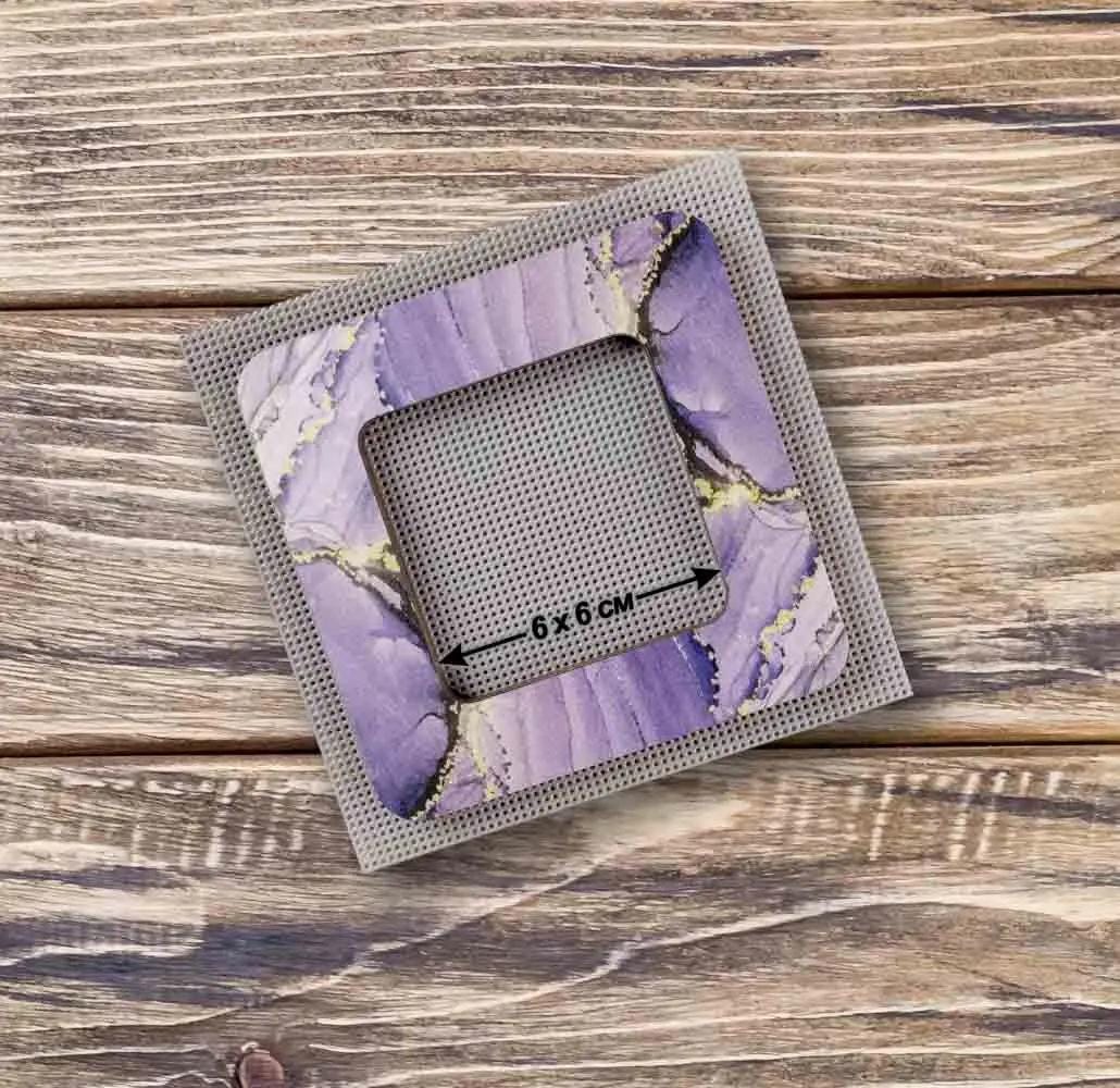 Small Embroidery Hoop with magnetic holders, plywood , Marbled Purple and Light Lilac, 2.4x2.4 IN
