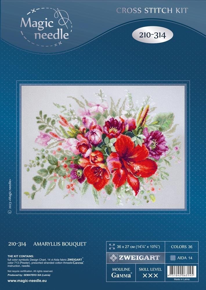 Magic Needle Counted Cross Stitch Kit Amaryllis Bouquet, 210-314