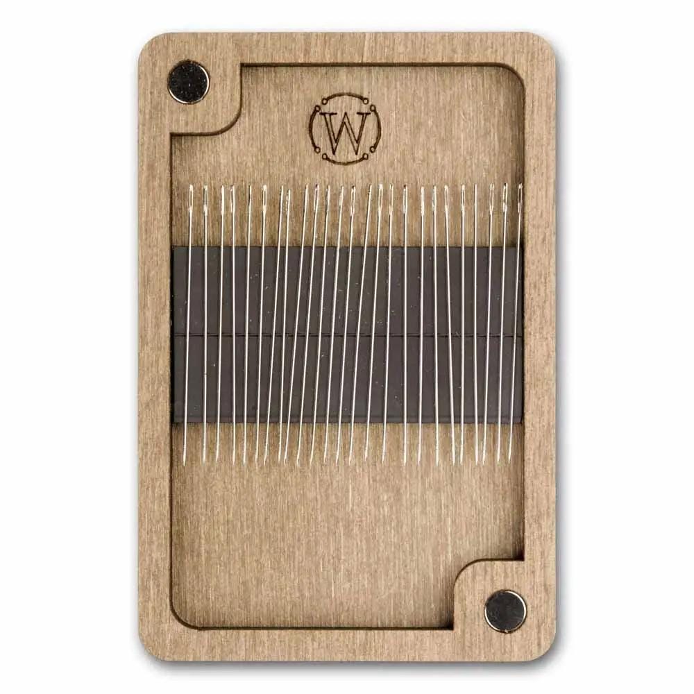 Organizer plywood box for needles with magnetic lid and , 2.36"x3.5" IN, ZB-123