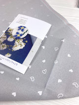 Evenweave cross stitch fabric 32ct Zweigart: Gray with White Hearts