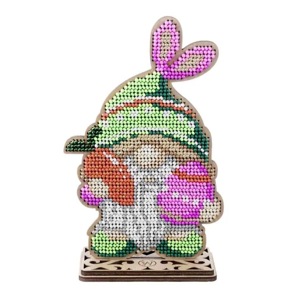 Easter Gnome Bead Embroidery Kit on Wood: DIY Craft (3.6"x5.9")