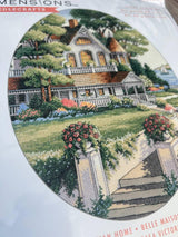 Dimensions Needlecrafts Lovely Victorian Home 3874, Counted Cross Stitch Kit, 14 Count Ivory Aida
