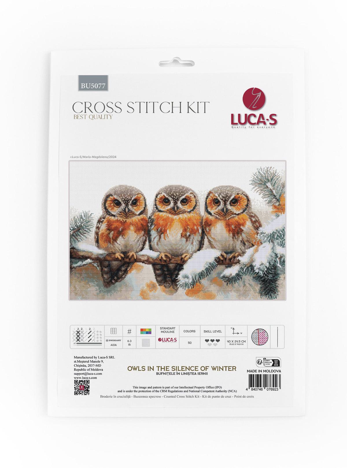Counted Cross Stitch Kit Luca-S - Owls in The Silence of Winter, BU5077, New.