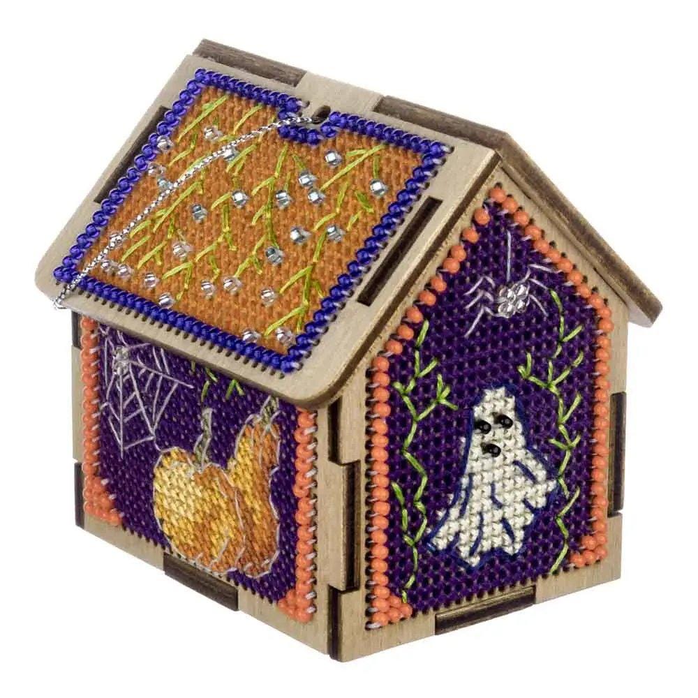 Halloween House Bead Embroidery Kit on Wood - DIY 3D Model