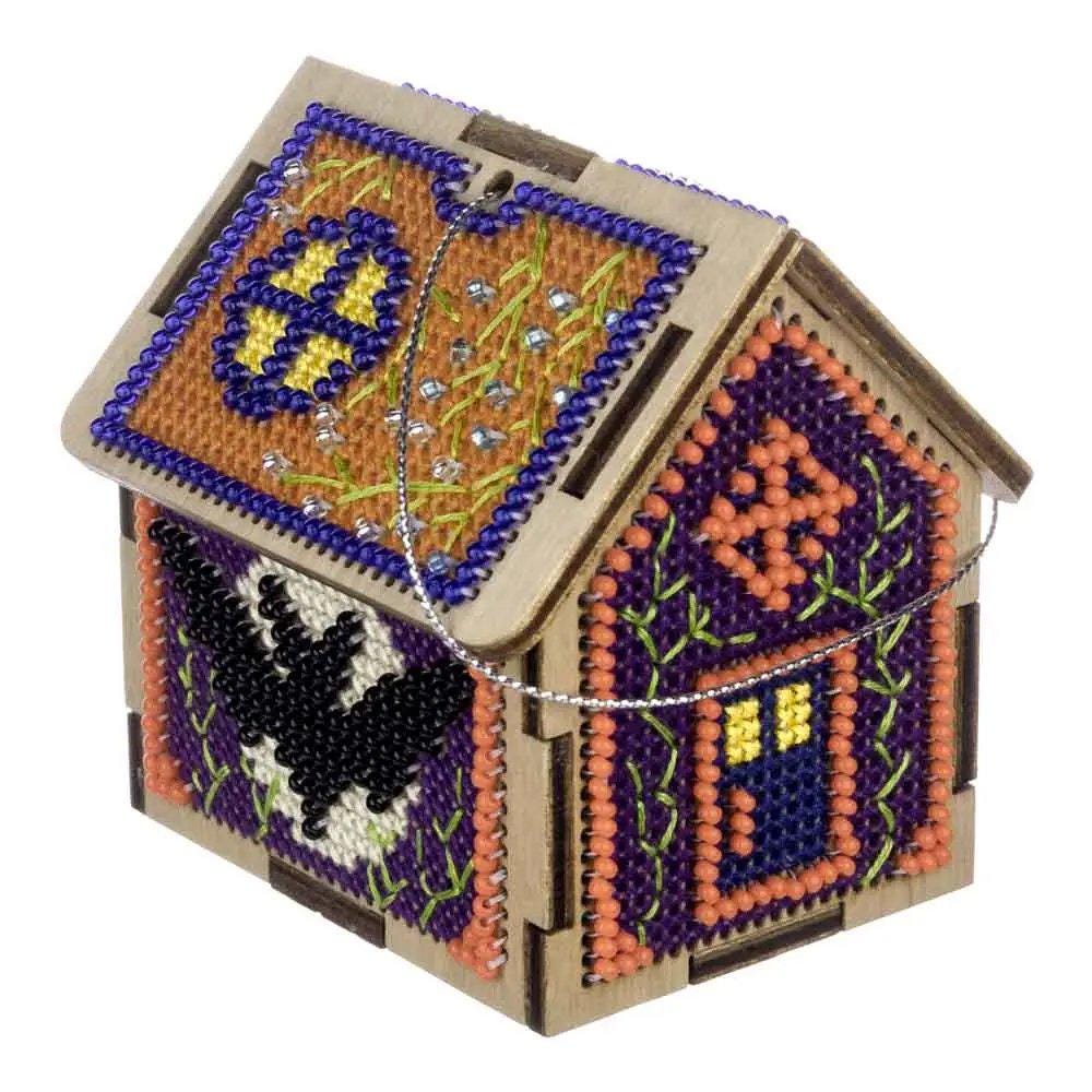 Halloween House Bead Embroidery Kit on Wood - DIY 3D Model