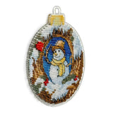 Beaded Snowman Cross Stitch Kit: DIY Christmas Ornament