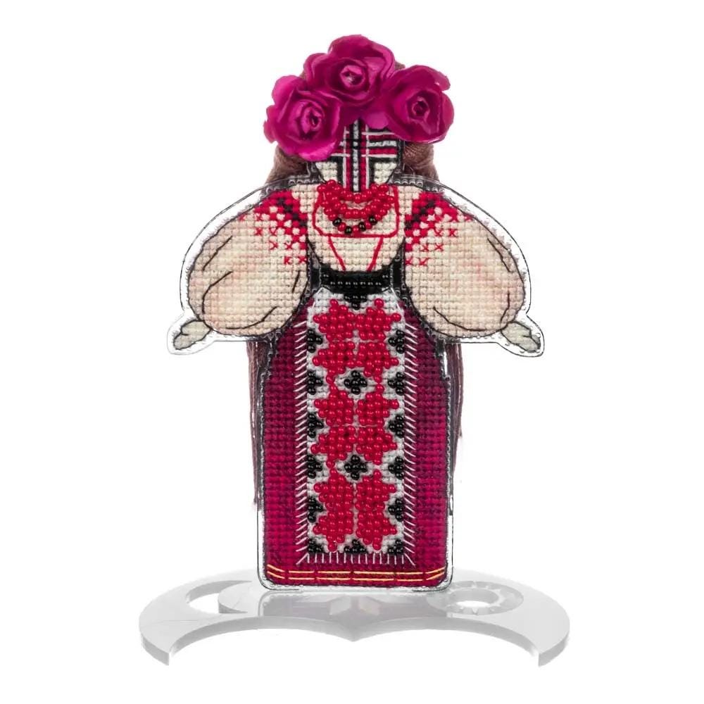 Motanka Cross Stitch Kit – Ukrainian Amulet Doll, Beaded Folk Decor