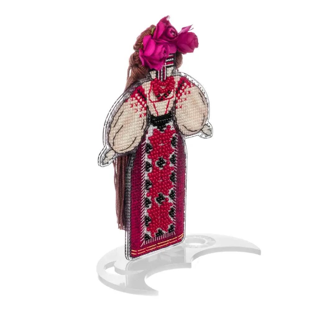 Motanka Cross Stitch Kit – Ukrainian Amulet Doll, Beaded Folk Decor
