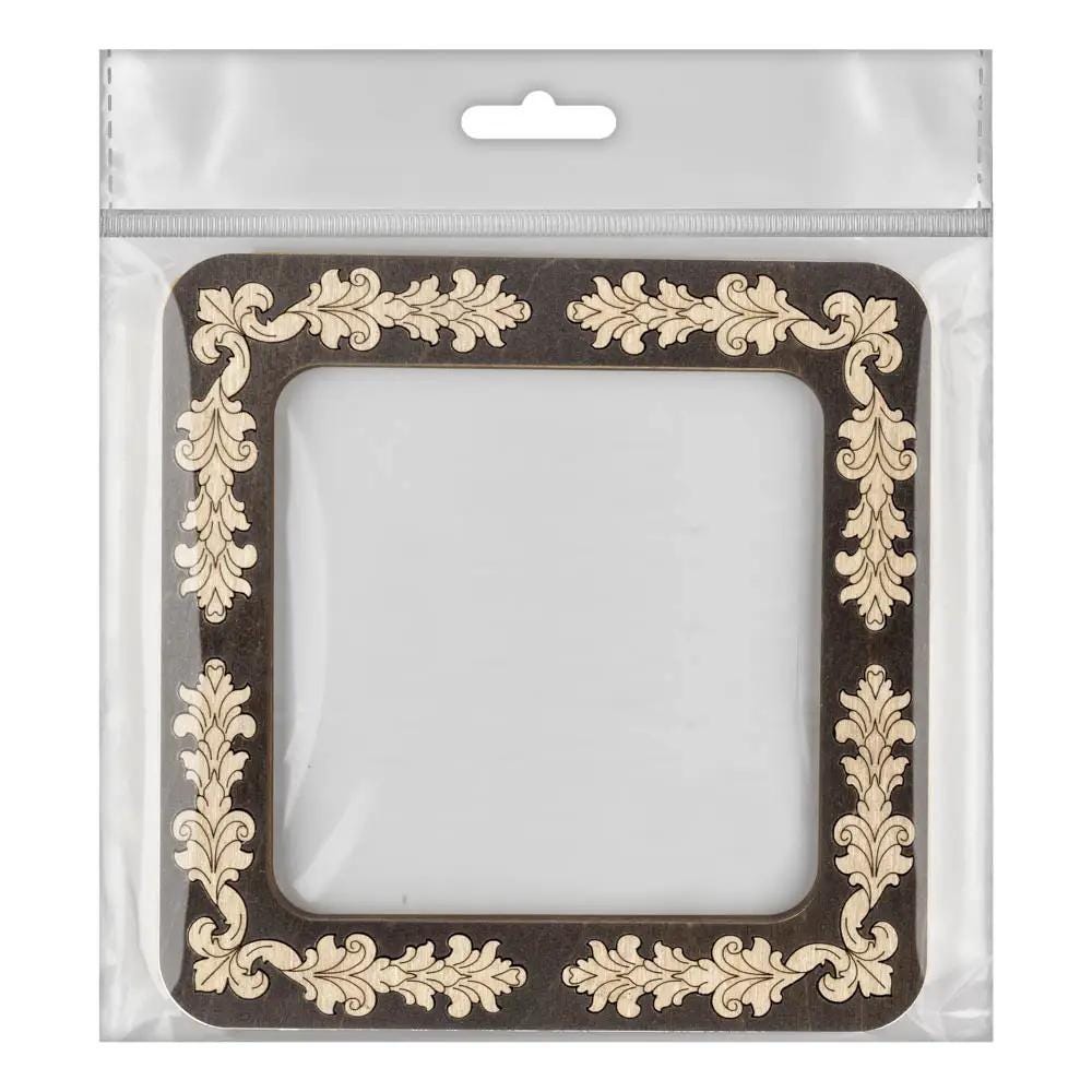 Plywood Embroidery Hoop with Magnetic Holders: 4"x4" Mill Hill Compatible, brown