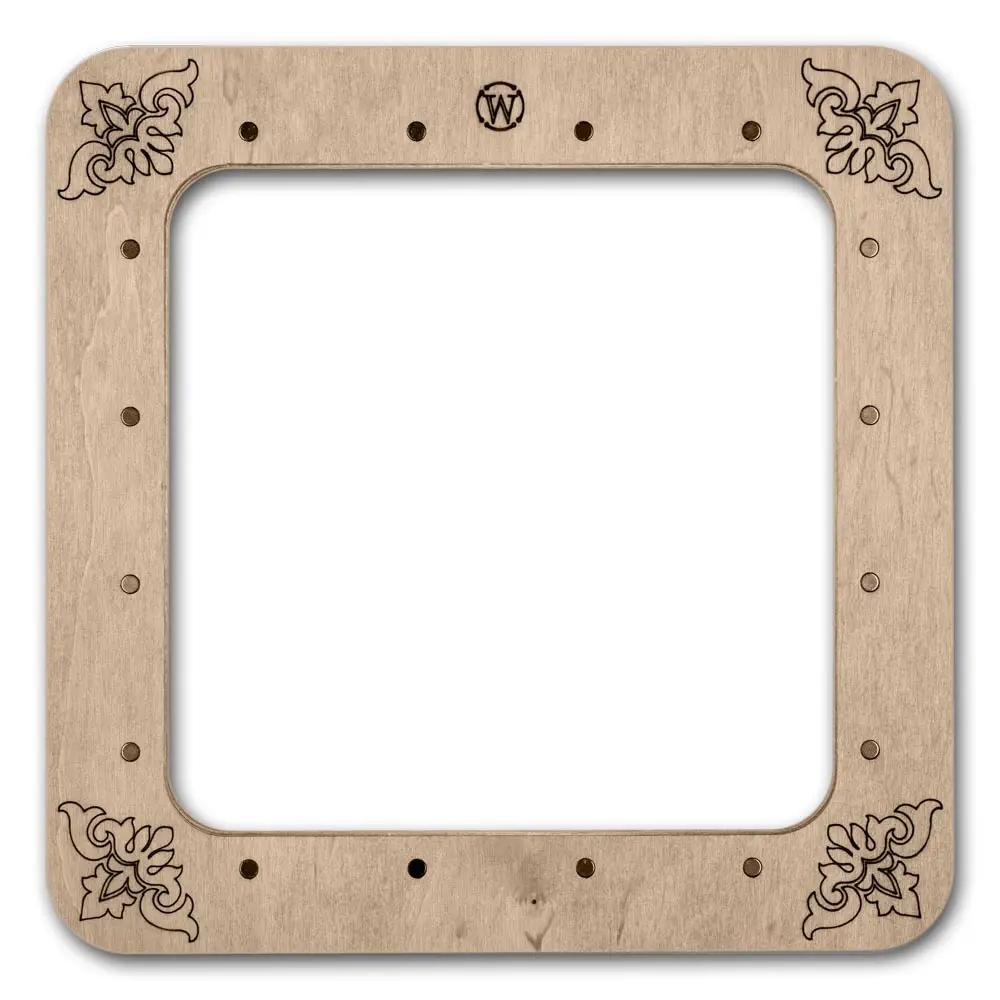 Plywood Embroidery Hoop with Magnetic Holders: Floral Dot Pattern, 5.5"