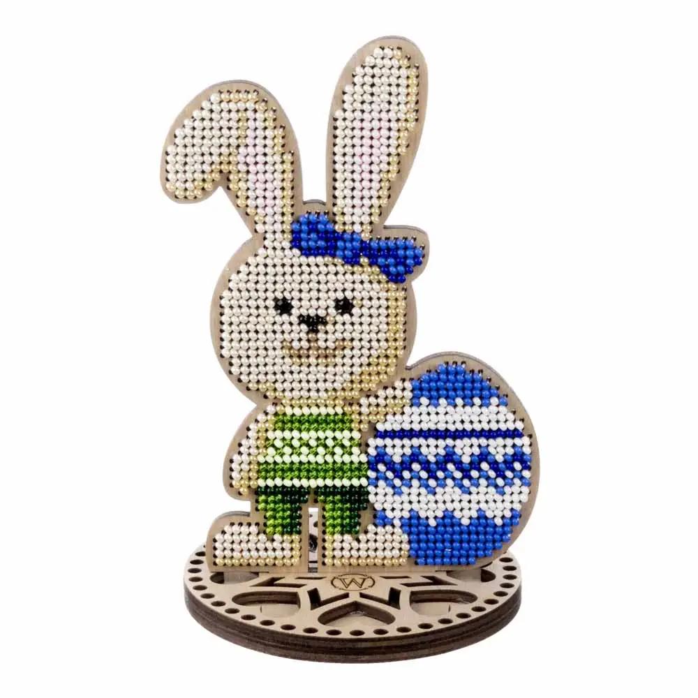 Easter Rabbit Bead Embroidery Kit on Wood (3.6"x5.3")