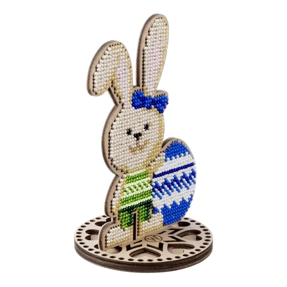 Easter Rabbit Bead Embroidery Kit on Wood (3.6"x5.3")